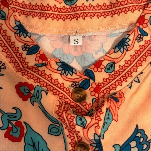 NWOT Women’s Boho Style Long Bell Sleeves Size Small Casual Blouse Orange - Picture 8 of 13